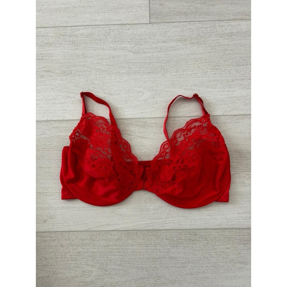 Vintage‎ Nylon Bra Sz 36D Front Closure Red